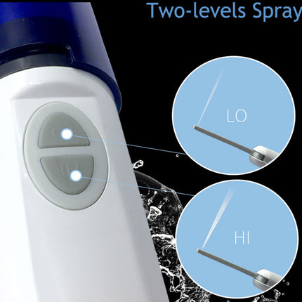 Nasal spray device with two-level spray indication on a black background