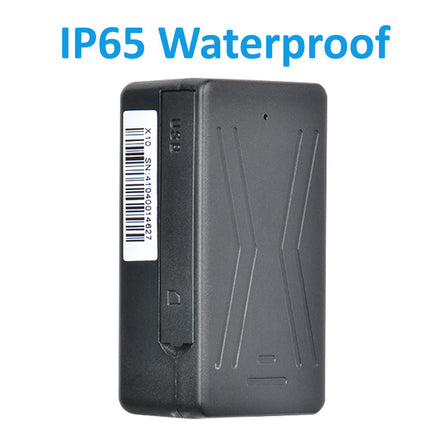 Black waterproof device with IP65 rating on a white background