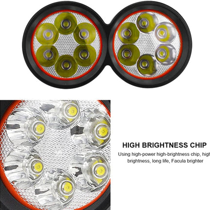 Close-up of LED lights with high brightness chip text on a white background