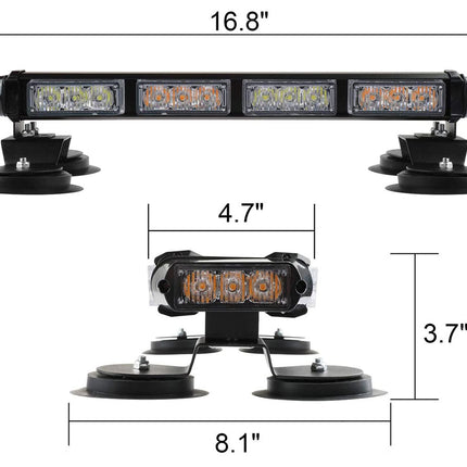 Dimensions of a LED light bar with various measurements shown.