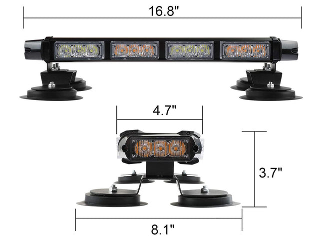Dimensions of a LED light bar with various measurements shown.