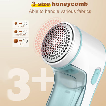 Fabric shaver with three size options on a beige background