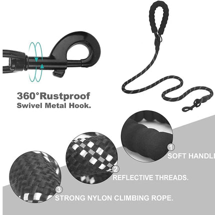 Dog leash with features highlighted on a white background