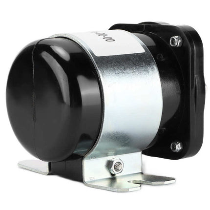 A black and silver electrical contactor or relay component with a metal mounting bracket, shown on a plain white background.
