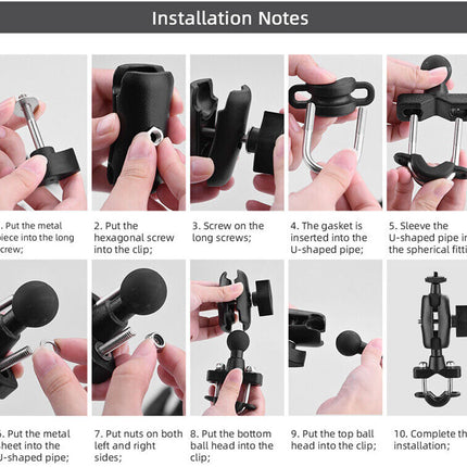 Step-by-step installation guide for a black clip or similar device.