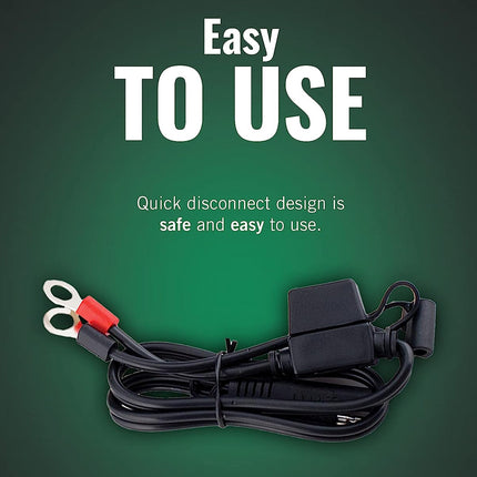 Battery cable set with quick disconnect design on a green background