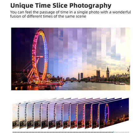 Collage of a famous landmark with time-lapse effect, showing progression from day to night.