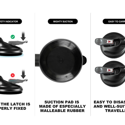 Black suction cup with features highlighted on a white background