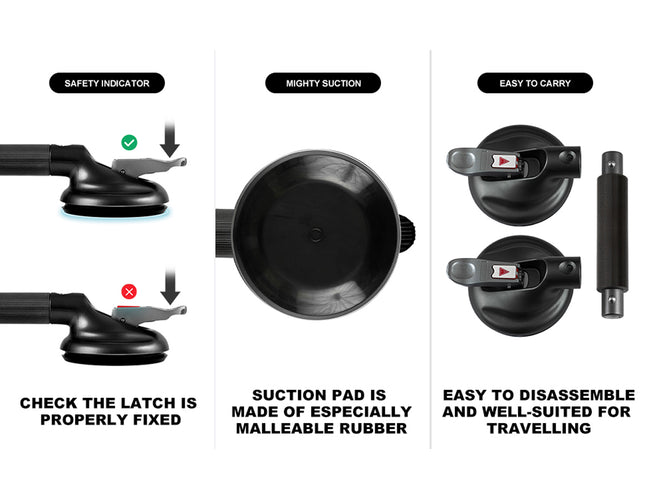 Black suction cup with features highlighted on a white background