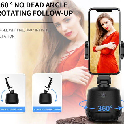 360° AI Tracking Phone Gimbal Hands-Free with Facial Recognition, Gesture Control, No App or Bluetooth Needed, 1.6m Tripod, 2400mAh Battery