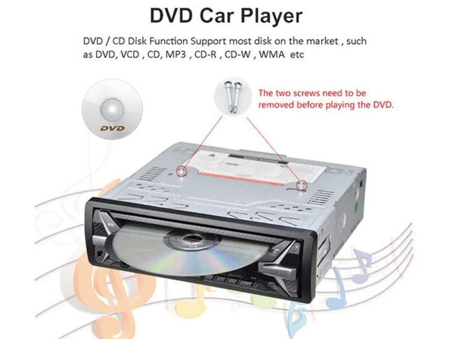Bluetooth Car Stereo DVD Player - Single DIN Head Unit with AI Voice Assist | CD/VCD, FM Radio, Dual USB, TF & AUX, Remote Control