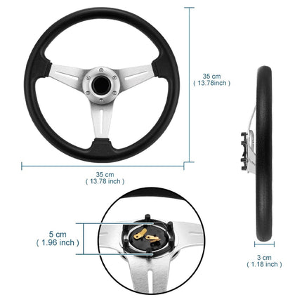 Steering wheel with measurements on a white background