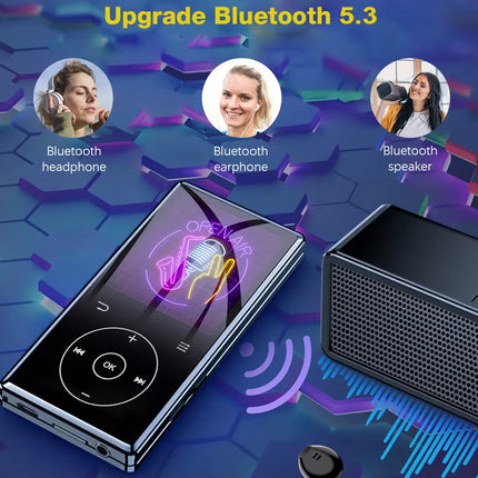 Bluetooth MP3 Player 32GB - 2.4" Touchscreen HiFi Metal| FM Radio Voice Recorder Speaker E-book Pedometer 60H Playtime