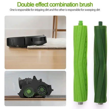 Double effect combination brush with robot vacuum cleaner on a white background