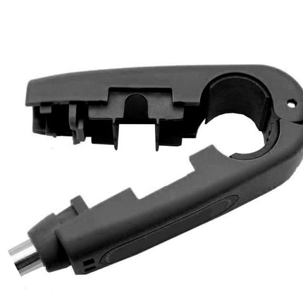 Black plastic tool on a white background