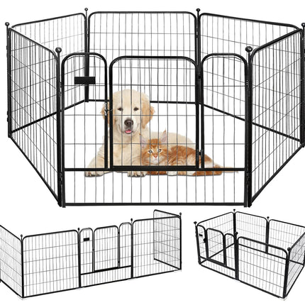 Pet playpen with two dogs inside on a white background