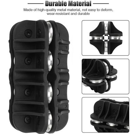 Black metal bracelet with embedded lights, shown from different angles on a white background.