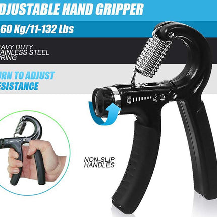 Hand gripper with adjustable resistance on a white background