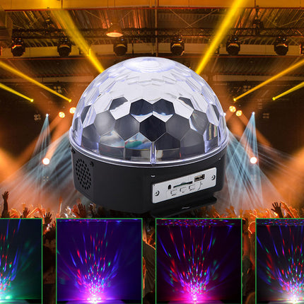 Dj disco ball with light effects on a stage