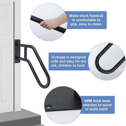 Handrail with features highlighted on a white background