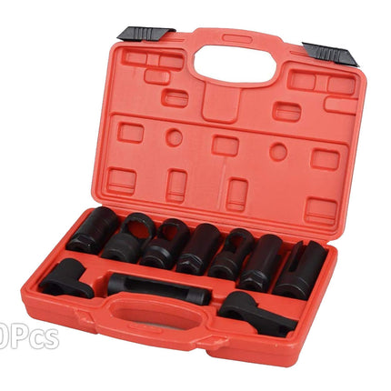 A 10-piece socket wrench set in an open red plastic carrying case, shown on a plain white background with a '10Pcs' text overlay in the bottom-left corner.