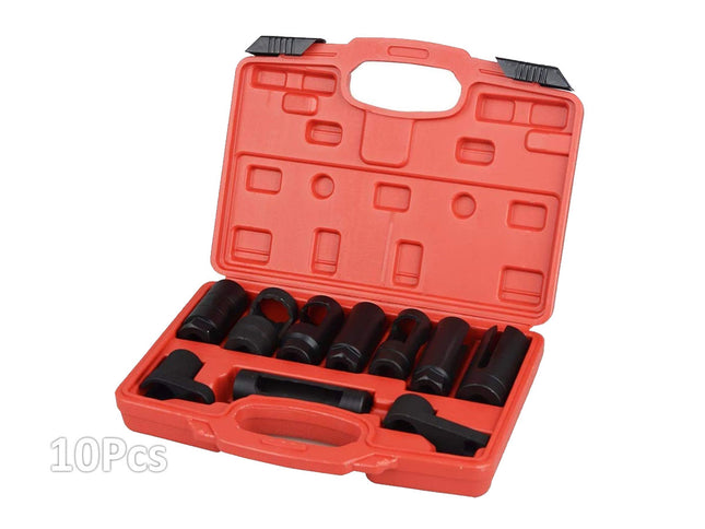 A 10-piece socket wrench set in an open red plastic carrying case, shown on a plain white background with a '10Pcs' text overlay in the bottom-left corner.