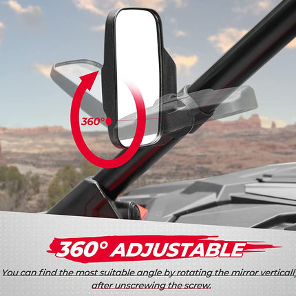 360-degree adjustable mirror for off-road vehicle with scenic background