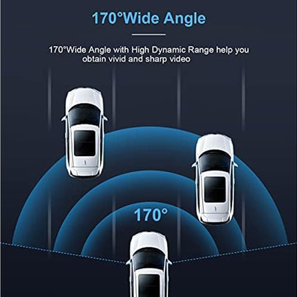 Diagram showing a 170-degree wide angle with three camera positions on a dark background.