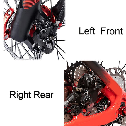 Close-up of a motorcycle's left front and right rear suspension systems on a white background.