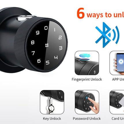 Digital lock with Bluetooth connectivity and multiple unlocking methods on a white background