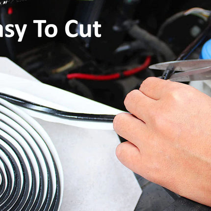 Person cutting a roll of black tape with scissors, with text 'Easy To Cut' above.