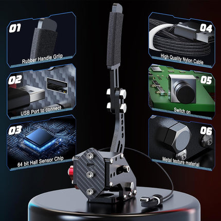 Mechanical device with features highlighted on a dark background