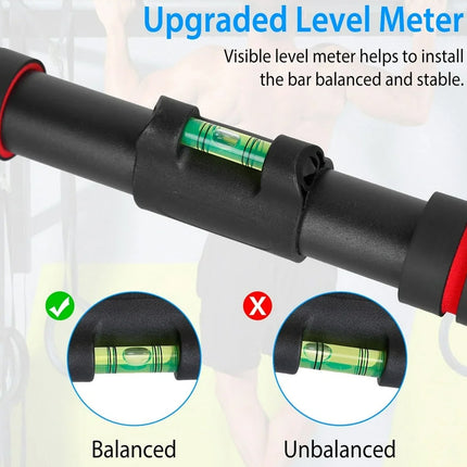Black bar with a level meter feature for installation balance, on a white background.