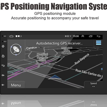 GPS navigation system display with map and interface elements on a white background