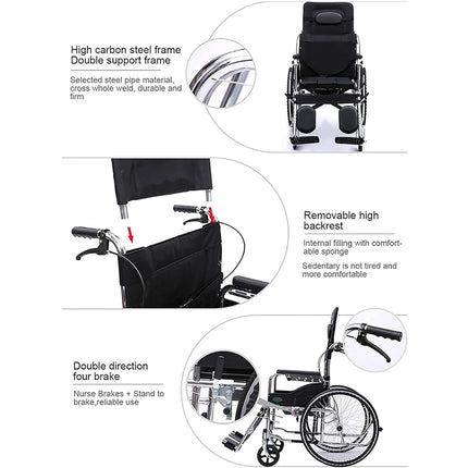 Wheelchair with features highlighted on a white background