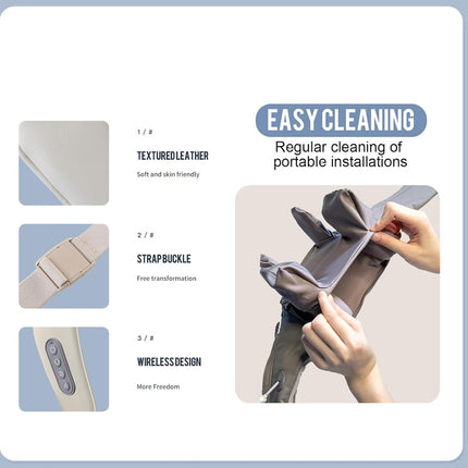 Product features with images and text on a light blue background