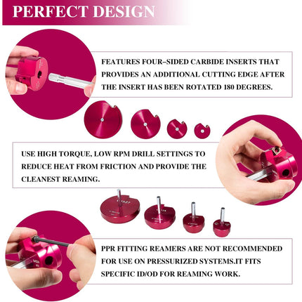 Product description with images of a red tool and text on a white background