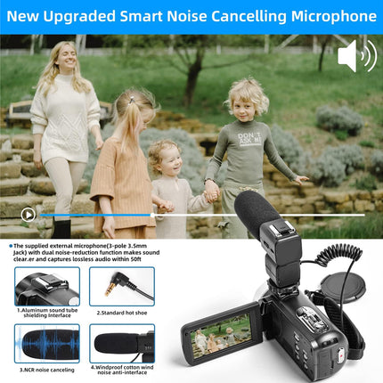 Smart noise cancelling microphone with family in outdoor setting