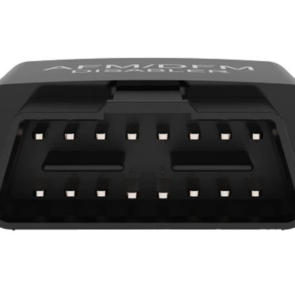 Black automotive diagnostic scanner on a white background