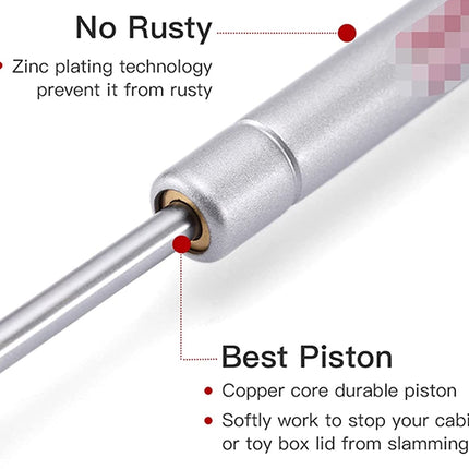 Piston with zinc plating technology and copper core, labeled 'No Rusty' and 'Best Piston'.