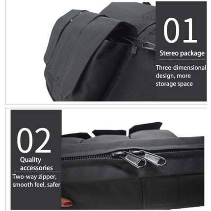 Black bag with zipper details on a white background