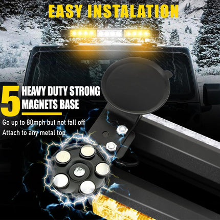Heavy-duty magnetic light mount for vehicles with text on easy installation and magnet strength.