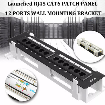 12 Port Cat6 Ethernet Patch Panel RJ45 Keystone Jack Network