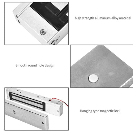 Hanging type magnetic lock with high strength aluminium alloy material and smooth round hole design on a white background.