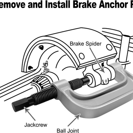 Diagram showing how to remove and install brake anchor pins with labeled parts.