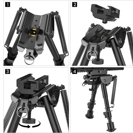 Collapsible tripod with multiple angles shown on a white background