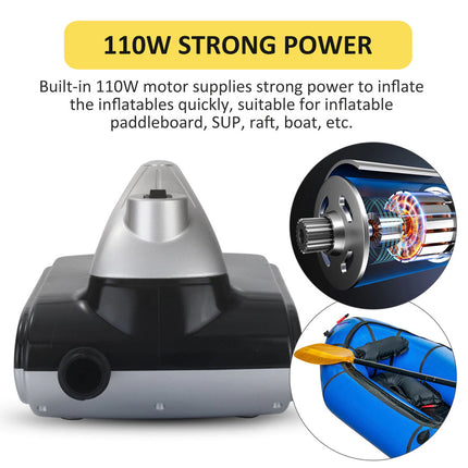 110W air pump with motor and text on a white background