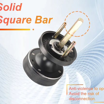 Electrical plug with 'Solid Square Bar' text on a light blue background