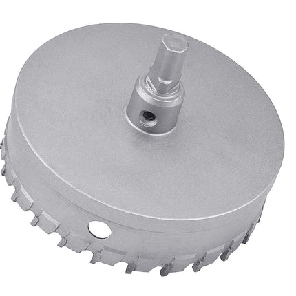 Metallic drill bit on a white background