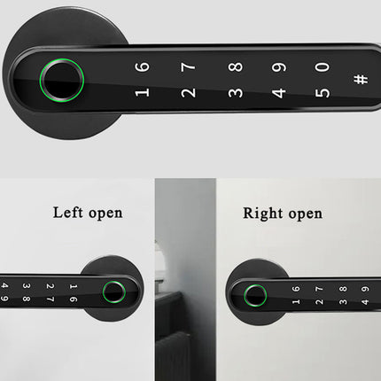 Digital door handle with number pad on a white background